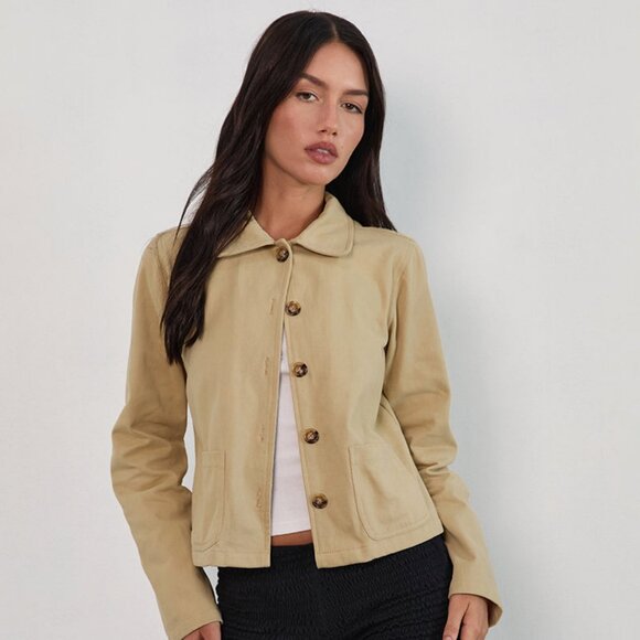 Motel Rocks Calva Boxy Jacket in Tan, Size XS - Picture 1 of 6